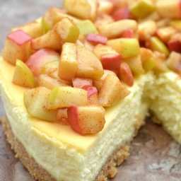 Cheesecake Topped With Sauteed Apples