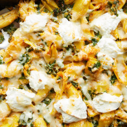 Cheesy Baked Pumpkin Pasta With Kale