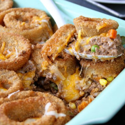 Cheesy Beef Bake with Onion Rings