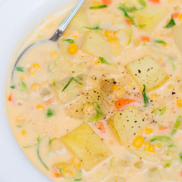 Cheesy Brussels Sprouts & Potato Chowder