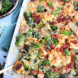 Cheesy Chicken & Brussels Sprouts Pasta Bake