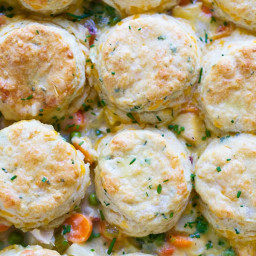 Cheesy Chicken Pot Pie with Cheddar Chive Biscuits
