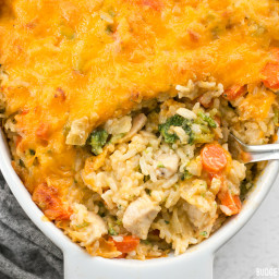 Cheesy Chicken Vegetable and Rice Casserole