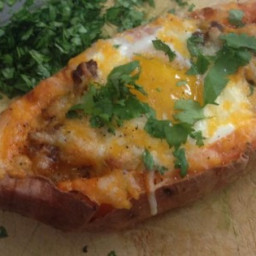 Cheesy Chorizo and Egg Sweet Potato Boats Recipe