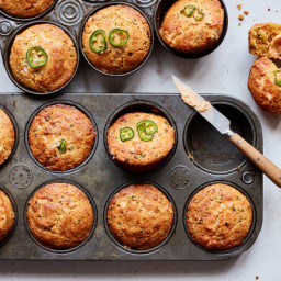 Cheesy Cornbread Muffins With Hot Honey Butter