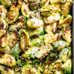 Cheesy Garlic Brussels Sprouts