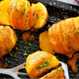 Cheesy Hasselback Potatoes with Chives
