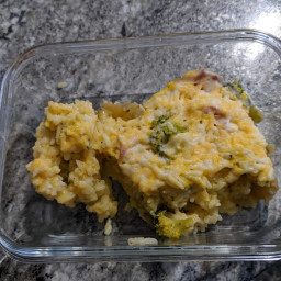 Cheesy Leftover Ham and Rice Casserole with Broccoli