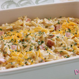 Cheesy Orzo Pasta with Ham Cooked Using [ Just One Pot! ]