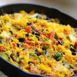 Cheesy Skillet Bean and Veggie Taco Meal