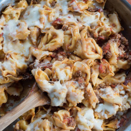 Cheesy Skillet Tortellini with Meat Sauce