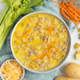 Cheesy Turkey, Potato, Carrot and Celery Soup