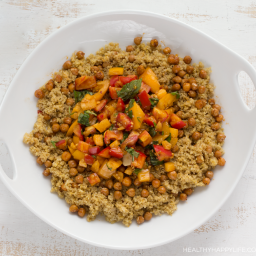 Cheezy Quinoa with Heirloom Tomatoes and Skillet Chickpea