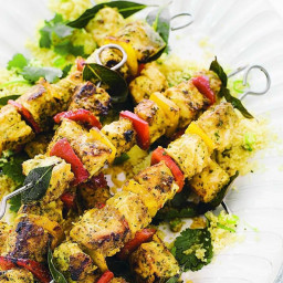 Chermoula fish kebabs with couscous