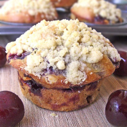 Cherry Muffins with Streusel Topping