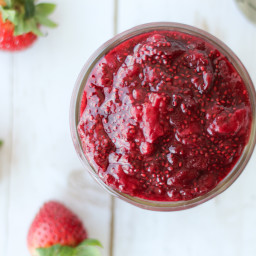 Cherry Strawberry Chia Jam | Healthy, Low Sugar and Vegan