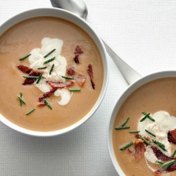 Chestnut Soup with Bacon and Chives