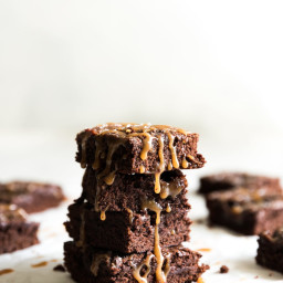 Chewy Fudgy Salted Caramel Brownies
