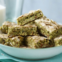 Chewy pistachio and almond slice