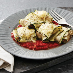 Chicken & Ricotta Stuffed Zucchini Parcels with Chunky Tomato Sauce