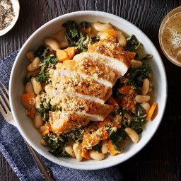 Chicken & Stewed White Beans with Thyme Breadcrumbs