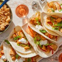 Chicken & Sweet Pepper Tacos with Spiced Rice