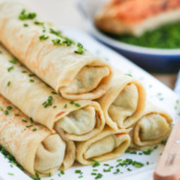 Chicken and Chive Rolled Crepes