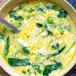 Chicken and Corn Soup With Spinach