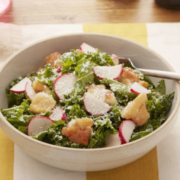 Chicken and Kale Caesar-Style Saladwith Radishes and Almonds