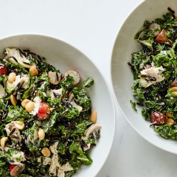 Chicken and Kale Salad With Grapes, Pecans, and Wild Rice
