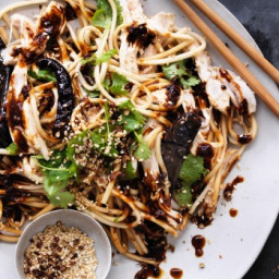 Chicken and noodle salad with Sichuan pepper
