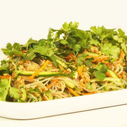 Chicken and noodle salad with Asian-style dressing