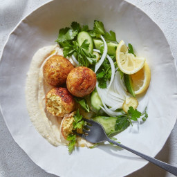 Chicken and Rice Meatballs With Hummus