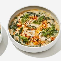 Chicken and Rice Soup with Garlicky Chile Oil
