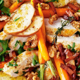 Chicken and roast carrot salad with tarragon butter dressing