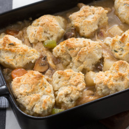 Chicken and Sage Biscuit Pot Piewith Cremini Mushrooms and Purple Top Turni