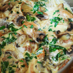 Chicken and Spinach in Creamy Parmesan Mushroom Sauce