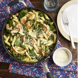 Chicken and Spinach Skillet Pasta with Lemon and Parmesan