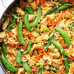 Chicken and Veggies Ramen Noodles Skillet Recipe
