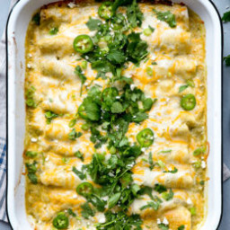 Chicken and White Bean Enchiladas with Creamy Green Chile Sauce