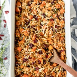 Chicken and Wild Rice Casserole with Butternut Squash and Cranberries