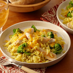 Chicken and Yellow Rice with Broccoli and Cheddar Cheese
