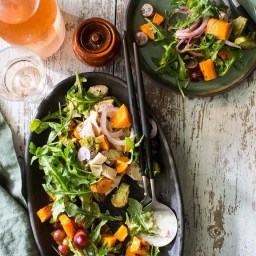 Chicken, Arugula and Butternut Squash Salad with Brussels Sprouts
