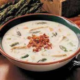 Chicken & Asparagus Chowder with Bacon & Roasted Peppers  