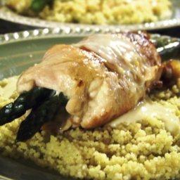 Chicken-Asparagus Roll-ups with Orange Yogurt Sauce and Couscous