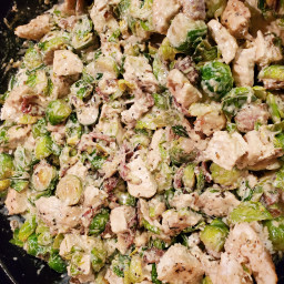 Chicken Bacon Brussel Sprouts Alfredo