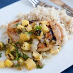 Chicken Breasts with Grilled Pineapple and Tomatillo Salsa