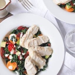 “Chicken Club” Salad with Kale, Avocado and Dijon-Buttermilk Dressing