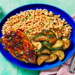 Chicken & Cranberry Pan Sauce with Scallion Couscous & Zucchini