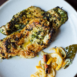 Chicken Cutlets Grilled in Charmoula with Quick-Cured Lemon Confit